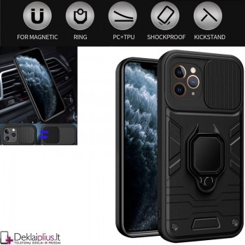 Smūgiams atsparus dėklas su žiedu ir  kameros apsauga  (telefonui Apple Iphone 11 Pro)